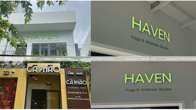 Thi công quảng cáo Đắk Nông: giá thành đi đôi với chất lượng 2 Skyled bang hieu HAVEN03 zalo